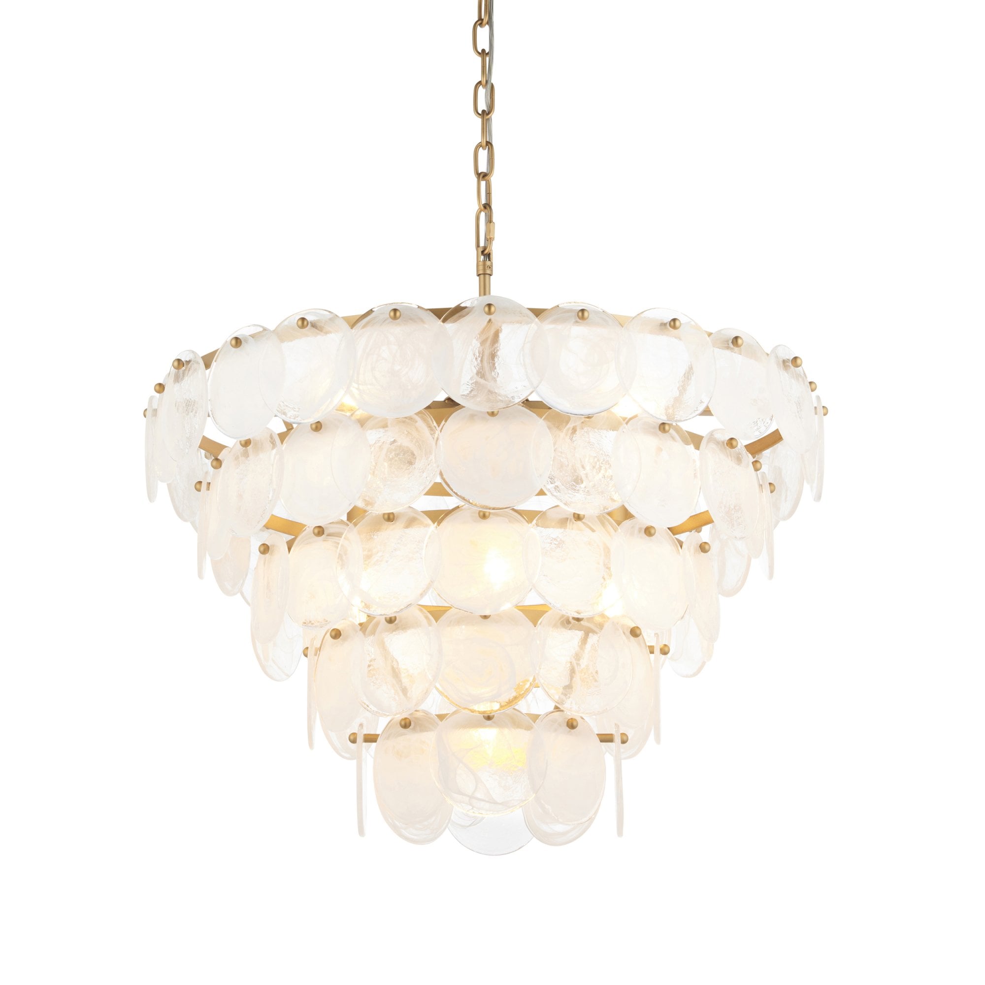 107939 Pendant 9 Light Antique Gold Paint With White And Clear Glass