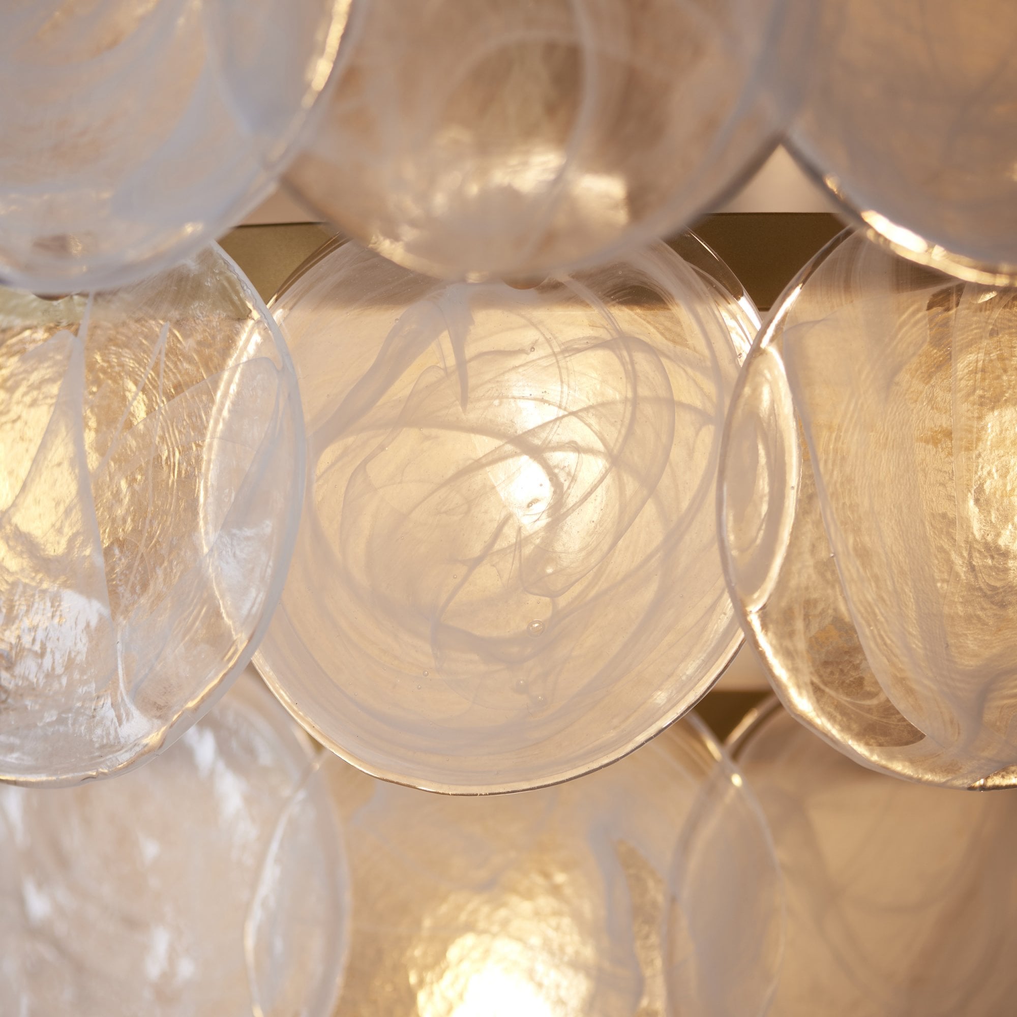 107939 Pendant 9 Light Antique Gold Paint With White And Clear Glass