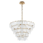 107939 Pendant 9 Light Antique Gold Paint With White And Clear Glass