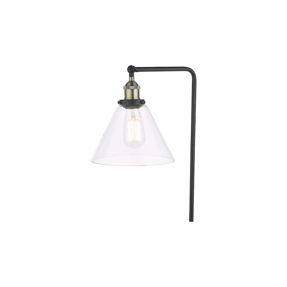 RAY4975 Ray Floor Lamp Antique Brass and Glass