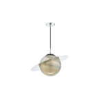 SAT0150 Saturn Pendant Planet Style Glass and Polished Chrome