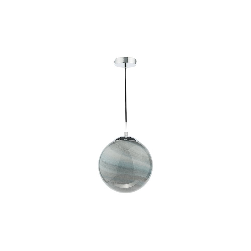 SAT0150 Saturn Pendant Planet Style Glass and Polished Chrome