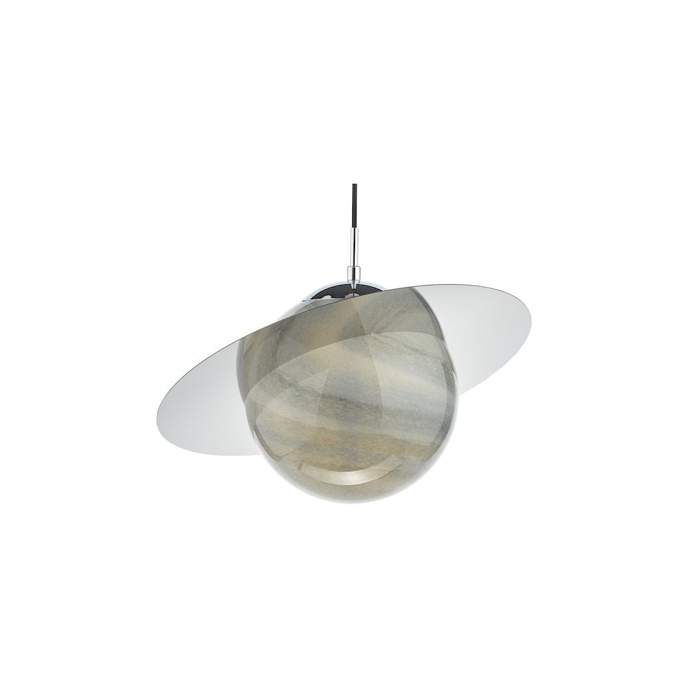 SAT0150 Saturn Pendant Planet Style Glass and Polished Chrome