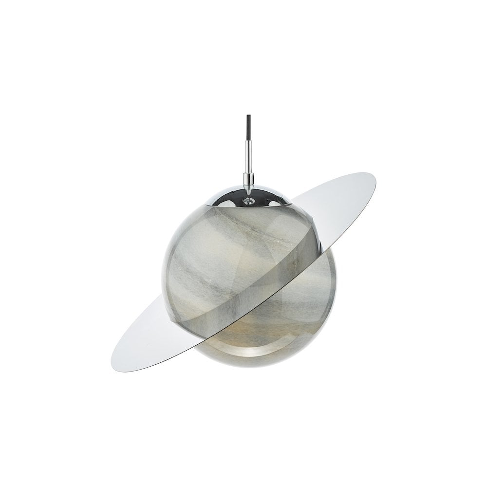 SAT0150 Saturn Pendant Planet Style Glass and Polished Chrome