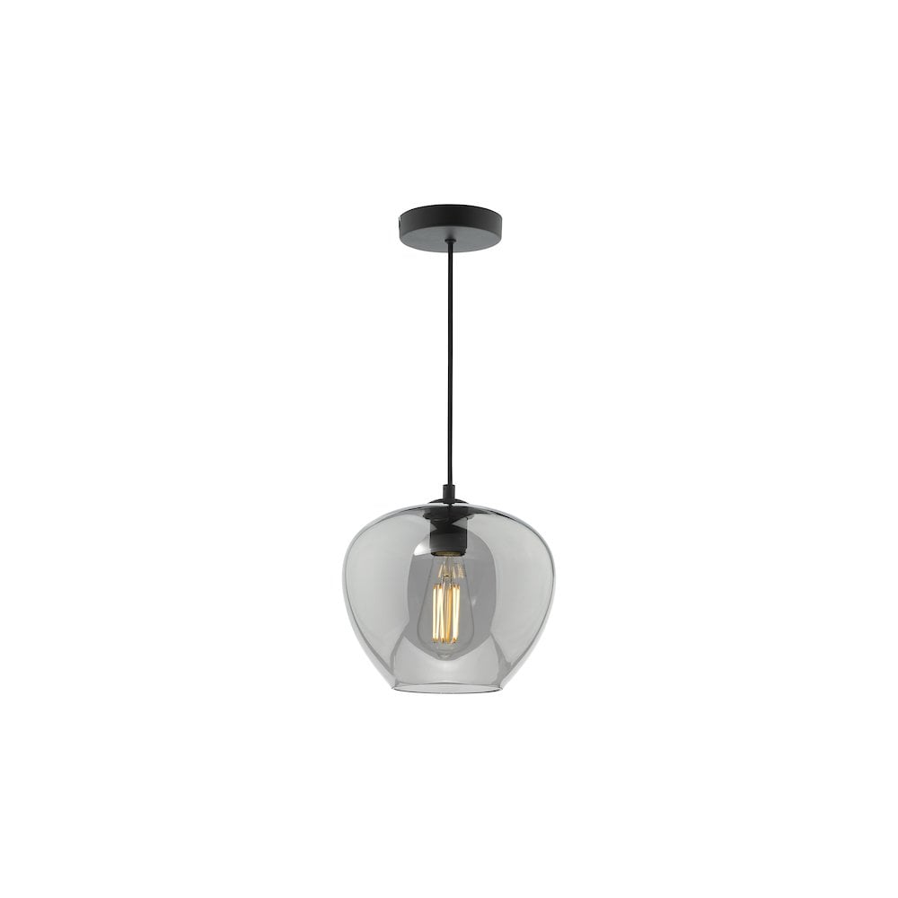 SHI0110 Shilah Pendant Matt Black and Smoked Glass