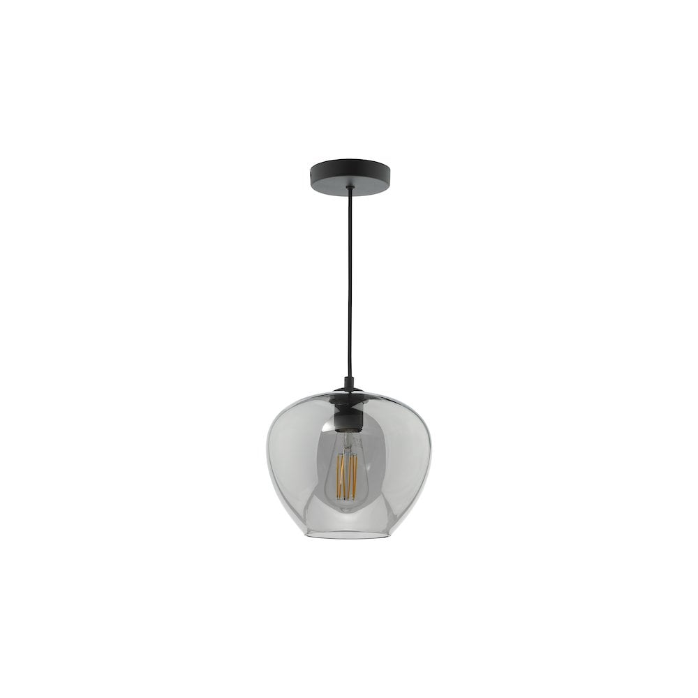 SHI0110 Shilah Pendant Matt Black and Smoked Glass