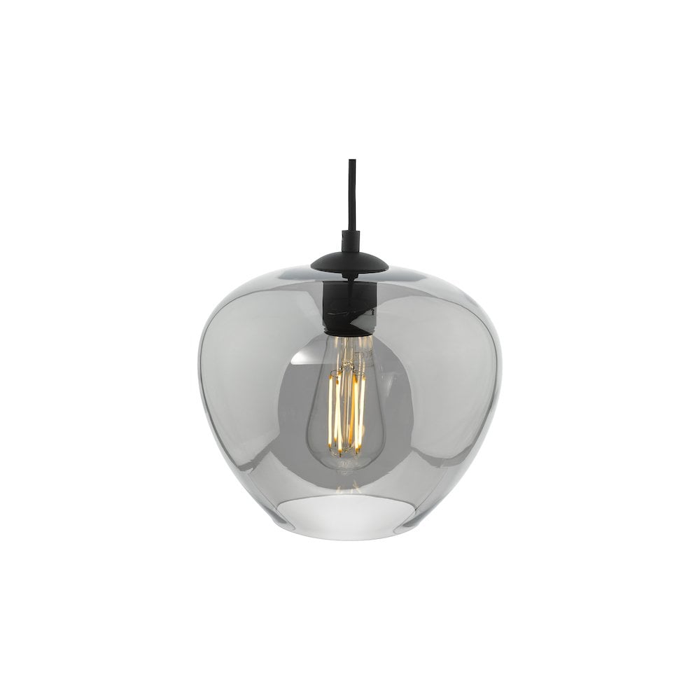 SHI0110 Shilah Pendant Matt Black and Smoked Glass