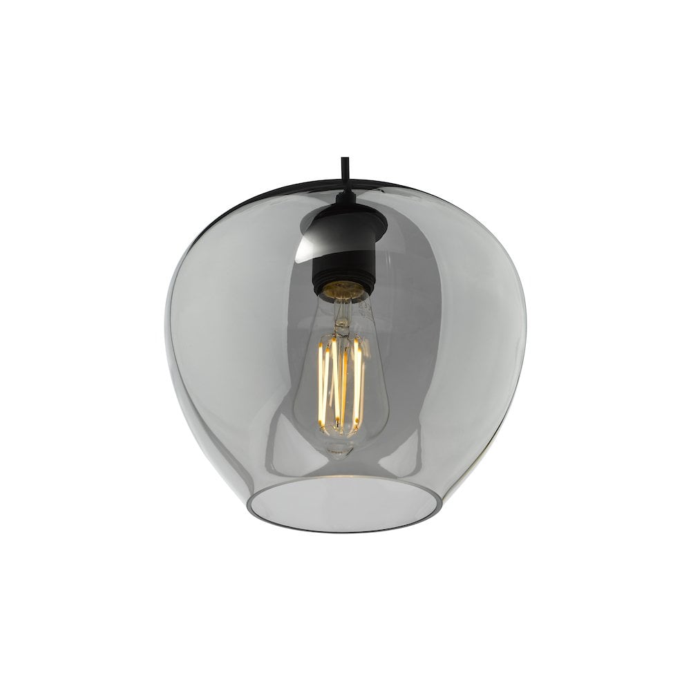 SHI0110 Shilah Pendant Matt Black and Smoked Glass