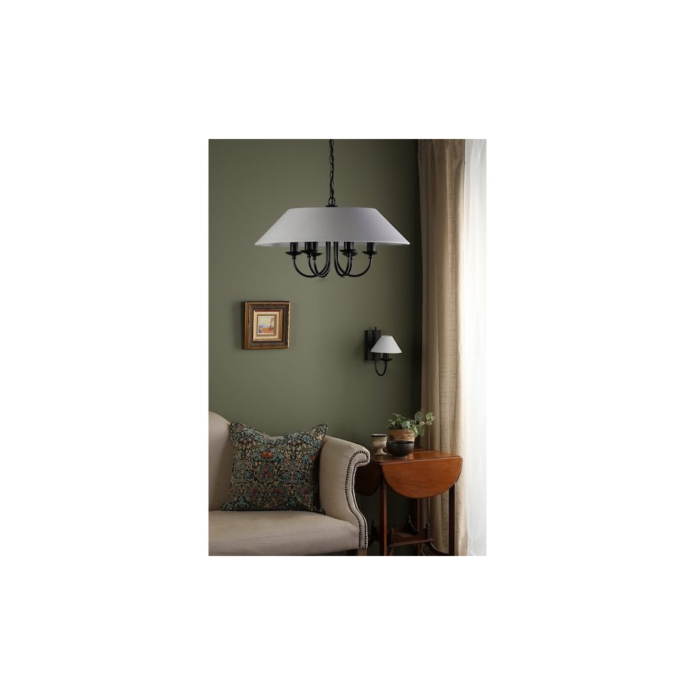 SIV0622 Sivan 6 Light Pendant Matt Black With Shade