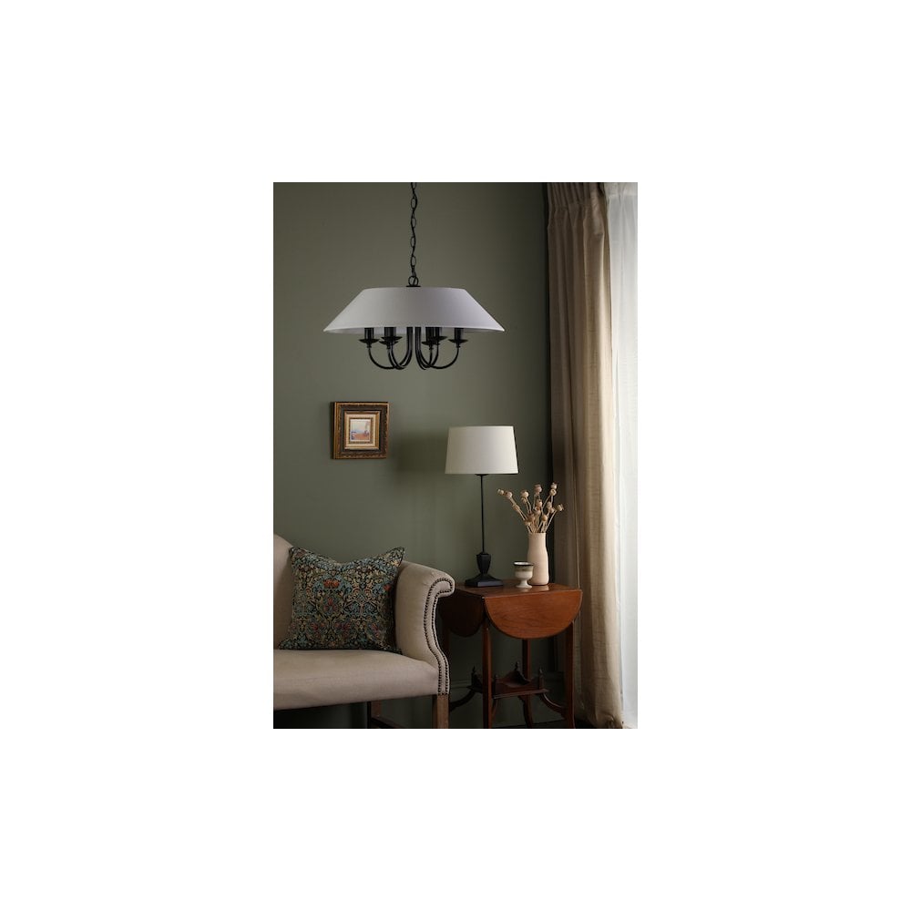 SIV0622 Sivan 6 Light Pendant Matt Black With Shade