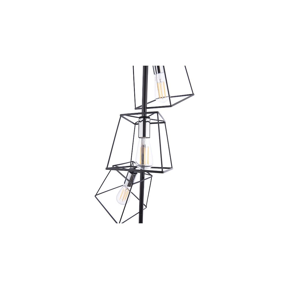 TOW4950 Tower 3 Light Floor Lamp Matt Black and Polished Chrome