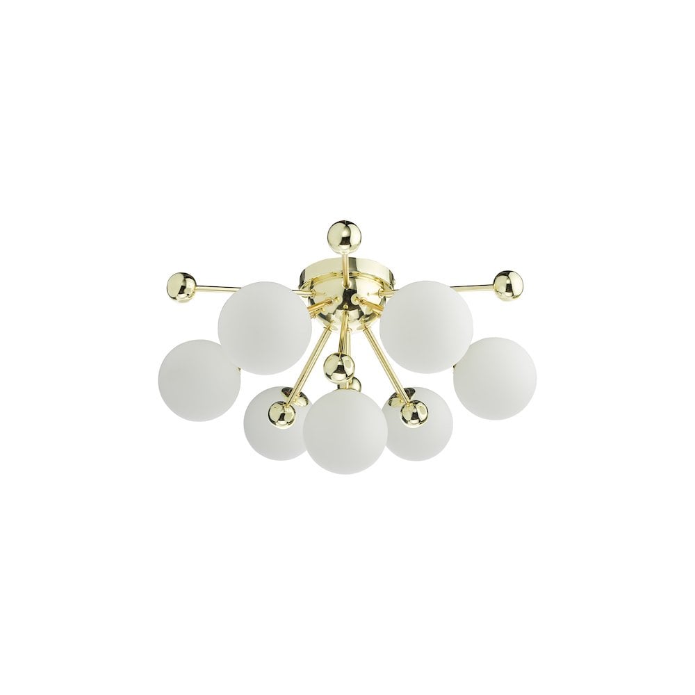 URS5035 Ursa 7 Light Flush Polished Gold and Opal Glass