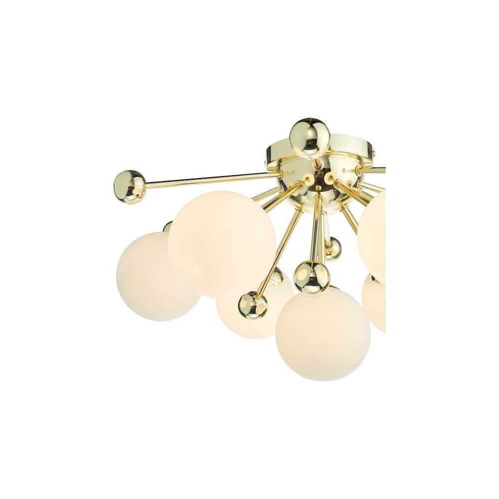URS5035 Ursa 7 Light Flush Polished Gold and Opal Glass