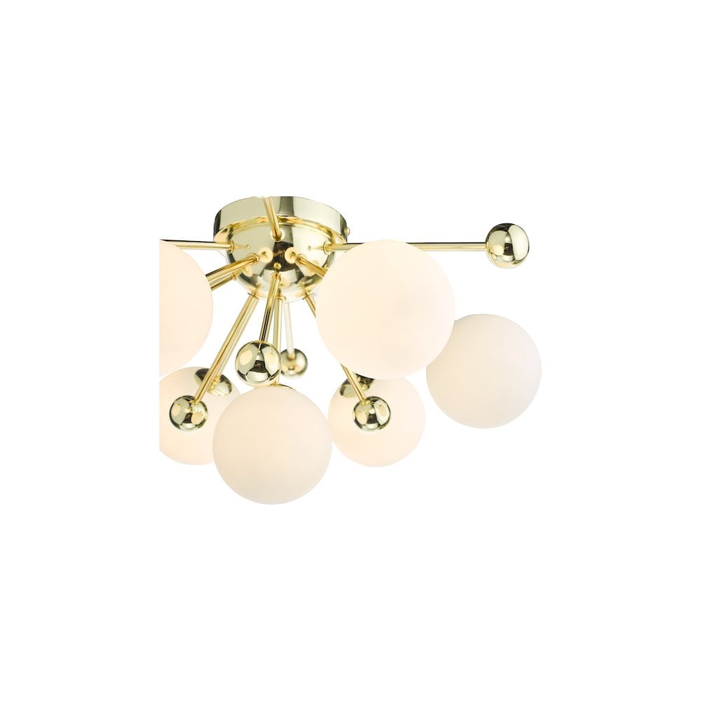 URS5035 Ursa 7 Light Flush Polished Gold and Opal Glass