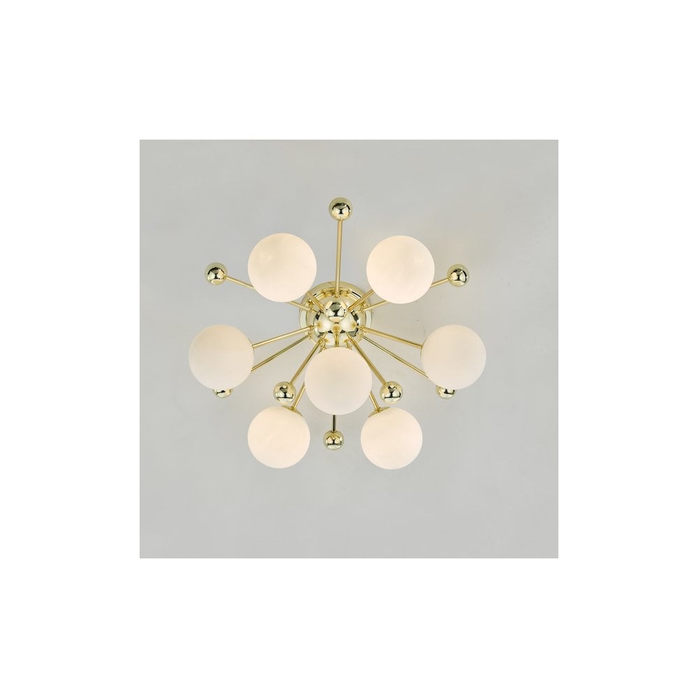 URS5035 Ursa 7 Light Flush Polished Gold and Opal Glass
