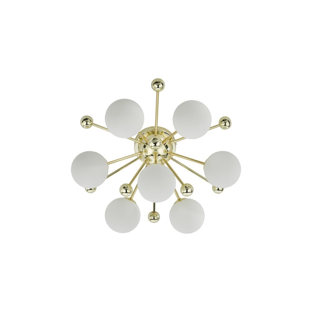 URS5035 Ursa 7 Light Flush Polished Gold and Opal Glass