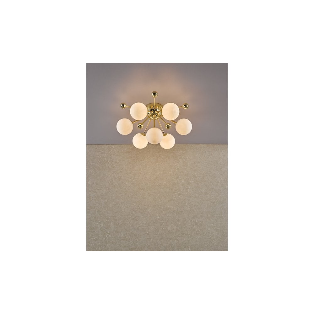 URS5035 Ursa 7 Light Flush Polished Gold and Opal Glass