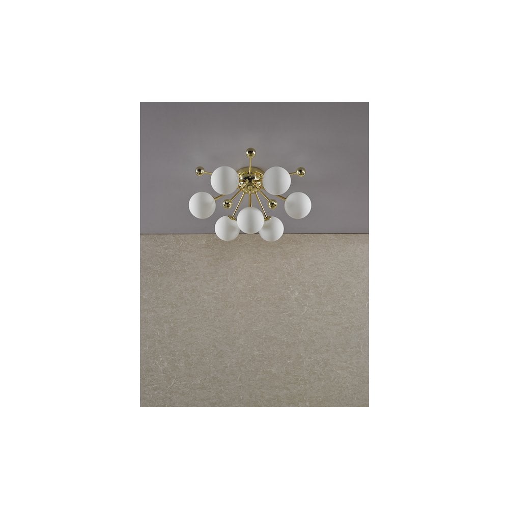 URS5035 Ursa 7 Light Flush Polished Gold and Opal Glass
