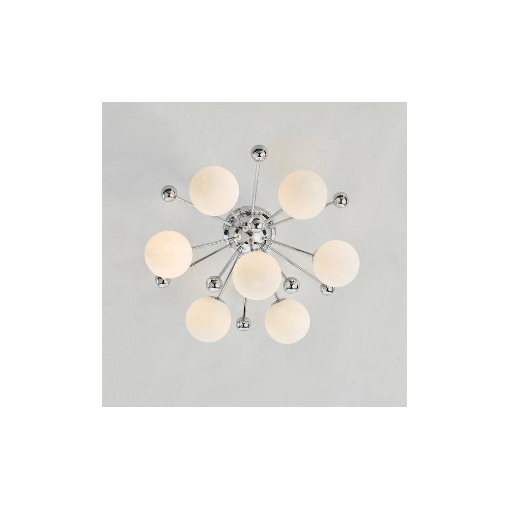 URS5050 Ursa 7 Light Flush Polished Chrome and Opal Glass