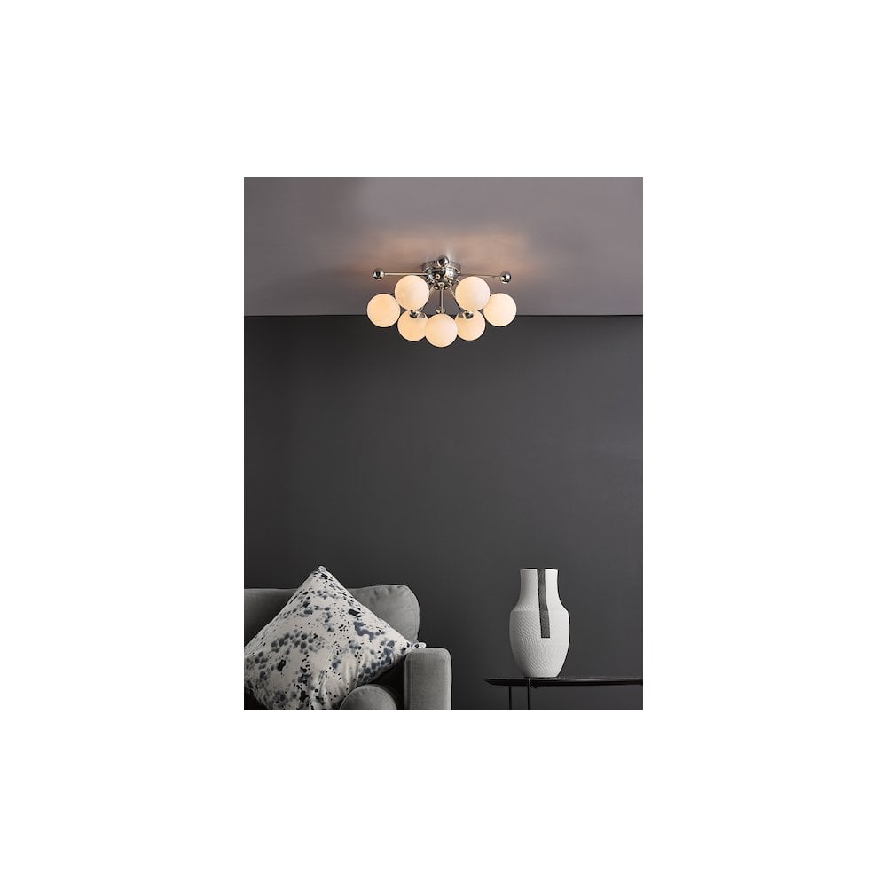 URS5050 Ursa 7 Light Flush Polished Chrome and Opal Glass