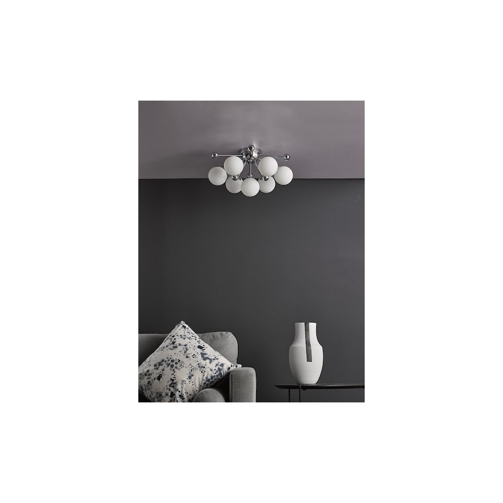 URS5050 Ursa 7 Light Flush Polished Chrome and Opal Glass