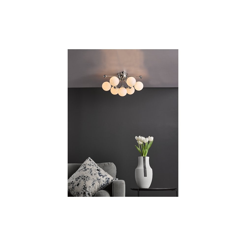 URS5050 Ursa 7 Light Flush Polished Chrome and Opal Glass