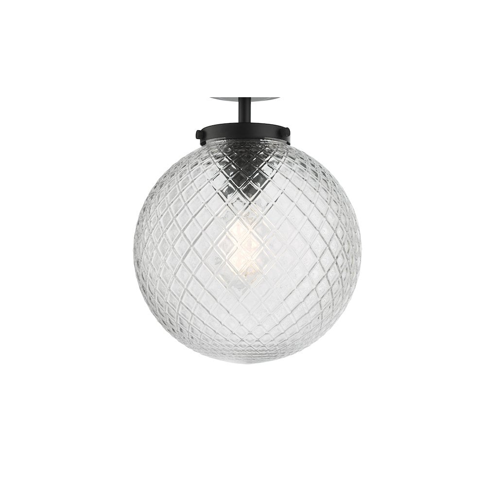 WAY0122 Wayne Bathroom Semi Flush Matt Black Opal Glass IP44