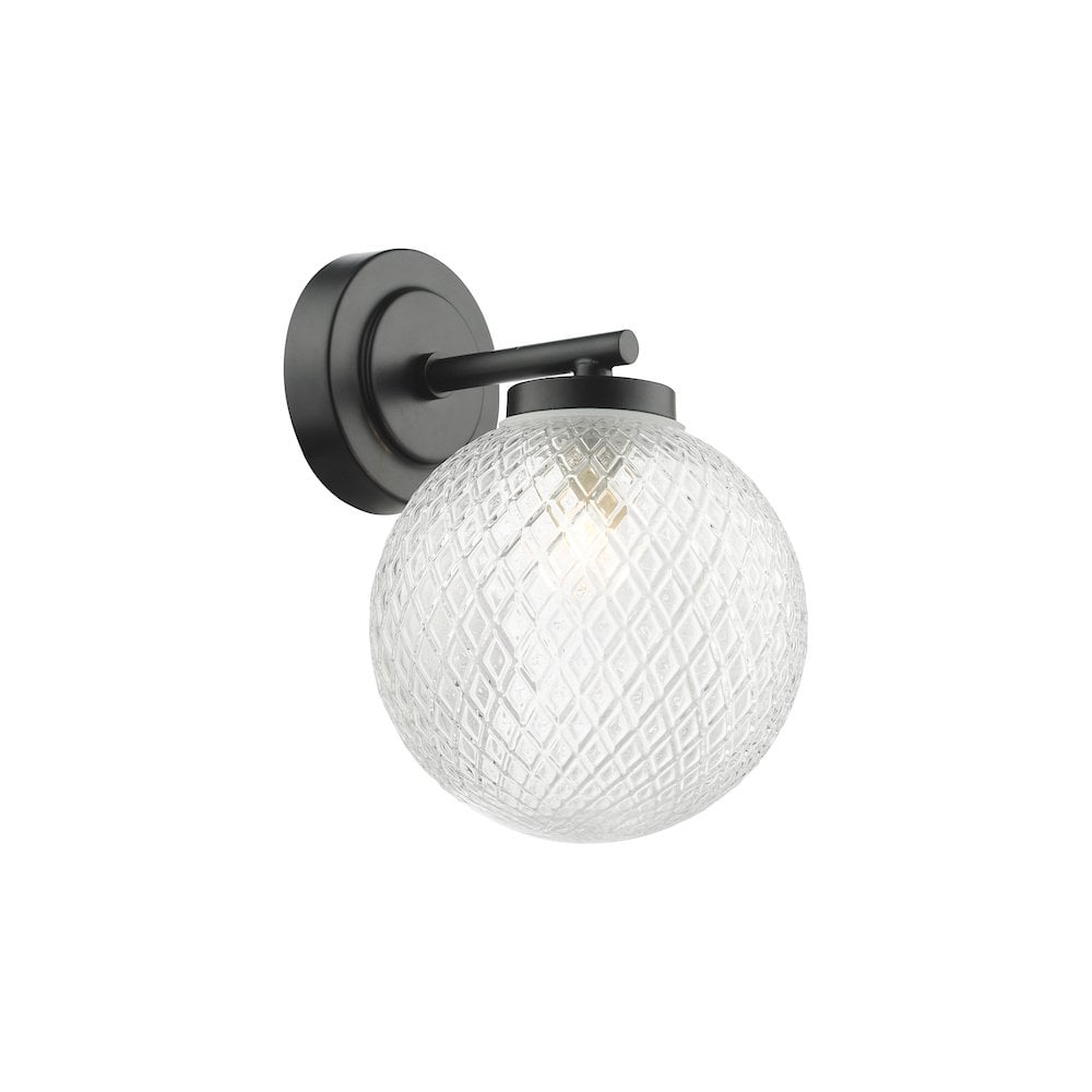 WAY0722 Wayne Bathroom Wall Light Matt Black Glass IP44