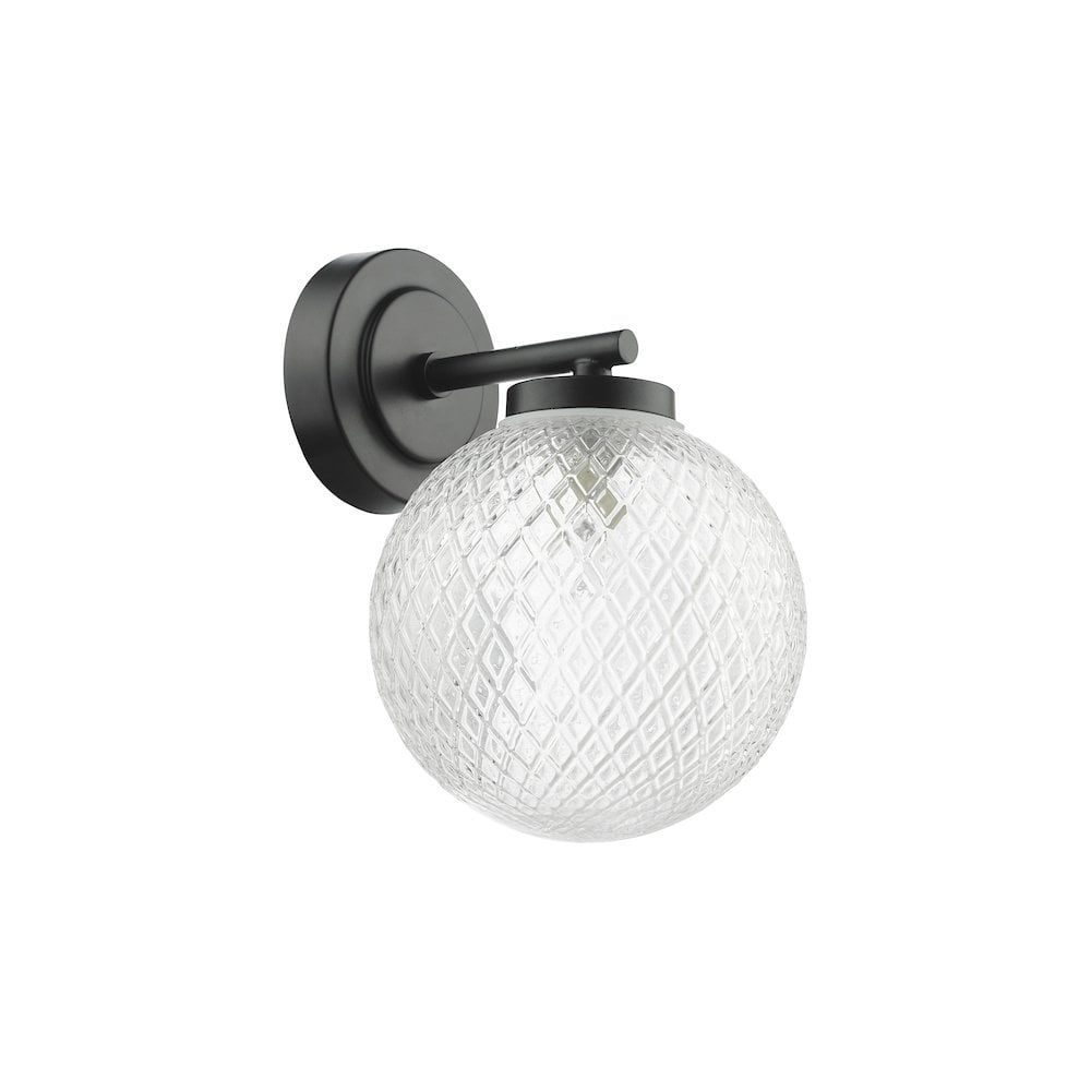 WAY0722 Wayne Bathroom Wall Light Matt Black Glass IP44