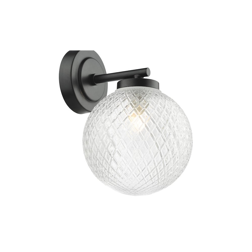 WAY0722 Wayne Bathroom Wall Light Matt Black Glass IP44