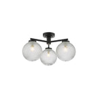 WAY5322 Wayne Bathroom 3 Light Semi Flush Matt Black Glass IP44