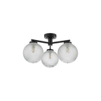 WAY5322 Wayne Bathroom 3 Light Semi Flush Matt Black Glass IP44