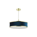 ALV1023 Alvaro 3 Light Pendant Brushed Brass With Blue Shade