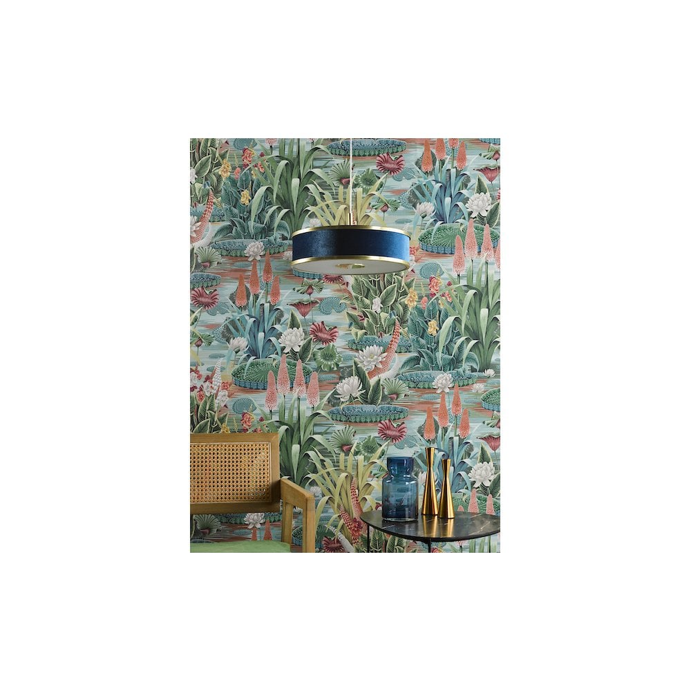 ALV1023 Alvaro 3 Light Pendant Brushed Brass With Blue Shade