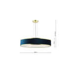 ALV1723 Alvaro 6 Light Pendant Brushed Brass With Blue Shade