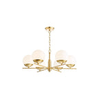 BOM0635 Bombazine 6 Light Pendant Natural Brass and Opal Glass