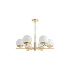 BOM0635 Bombazine 6 Light Pendant Natural Brass and Opal Glass
