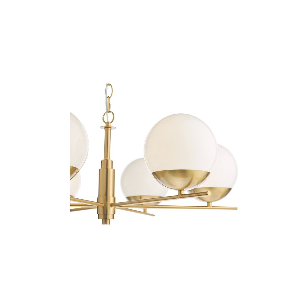 BOM0635 Bombazine 6 Light Pendant Natural Brass and Opal Glass
