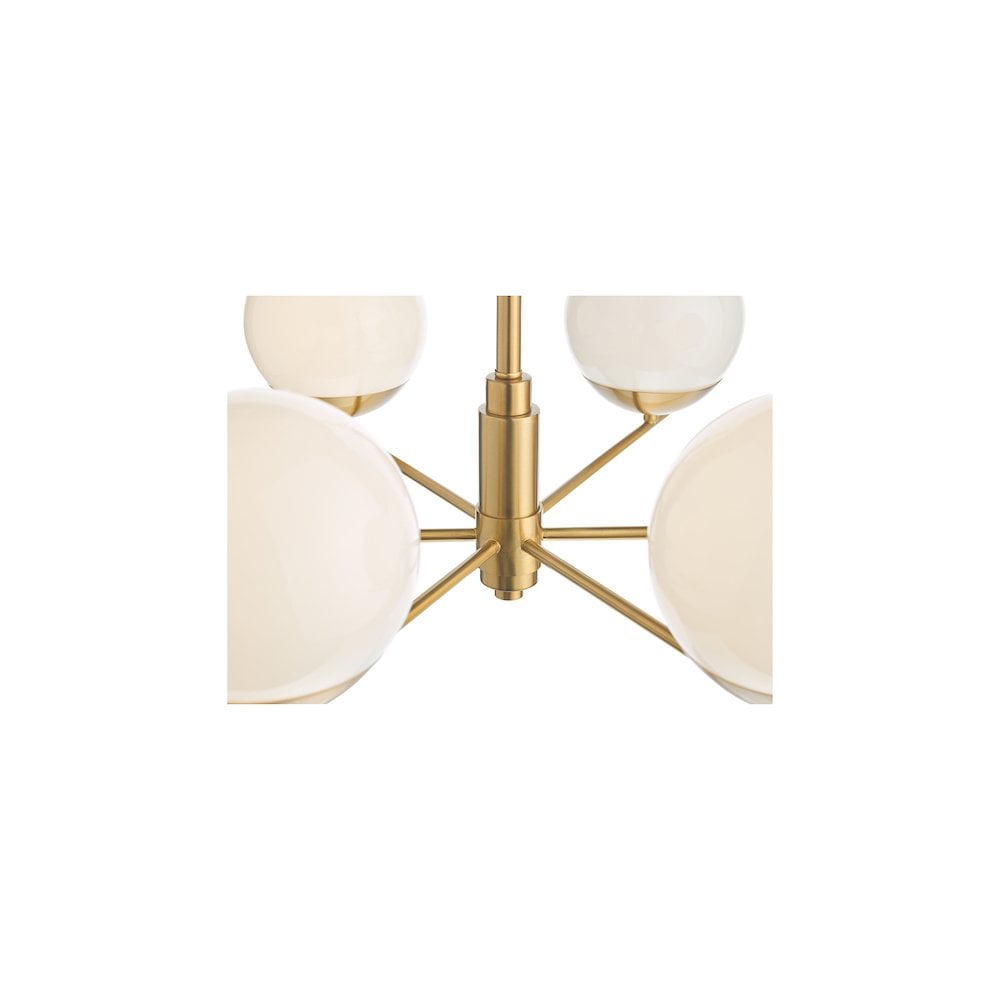 BOM0635 Bombazine 6 Light Pendant Natural Brass and Opal Glass
