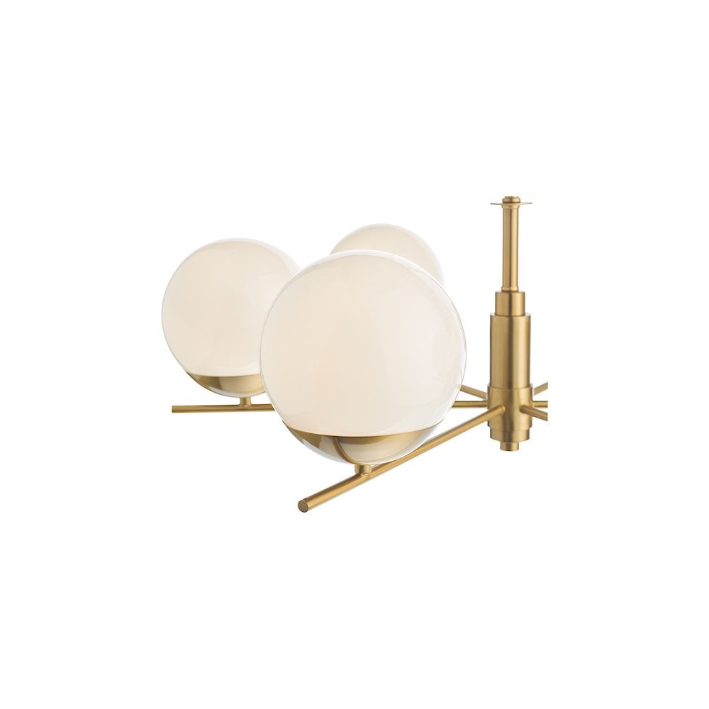 BOM0635 Bombazine 6 Light Pendant Natural Brass and Opal Glass