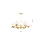 BOM0635 Bombazine 6 Light Pendant Natural Brass and Opal Glass