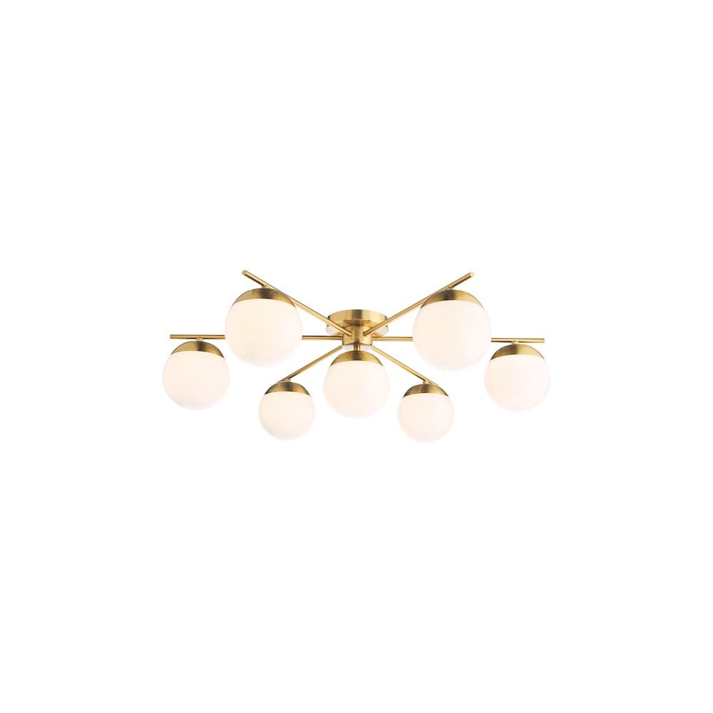 BOM5035 Bombazine 7 Light Semi-Flush Natural Brass and Opal Glass