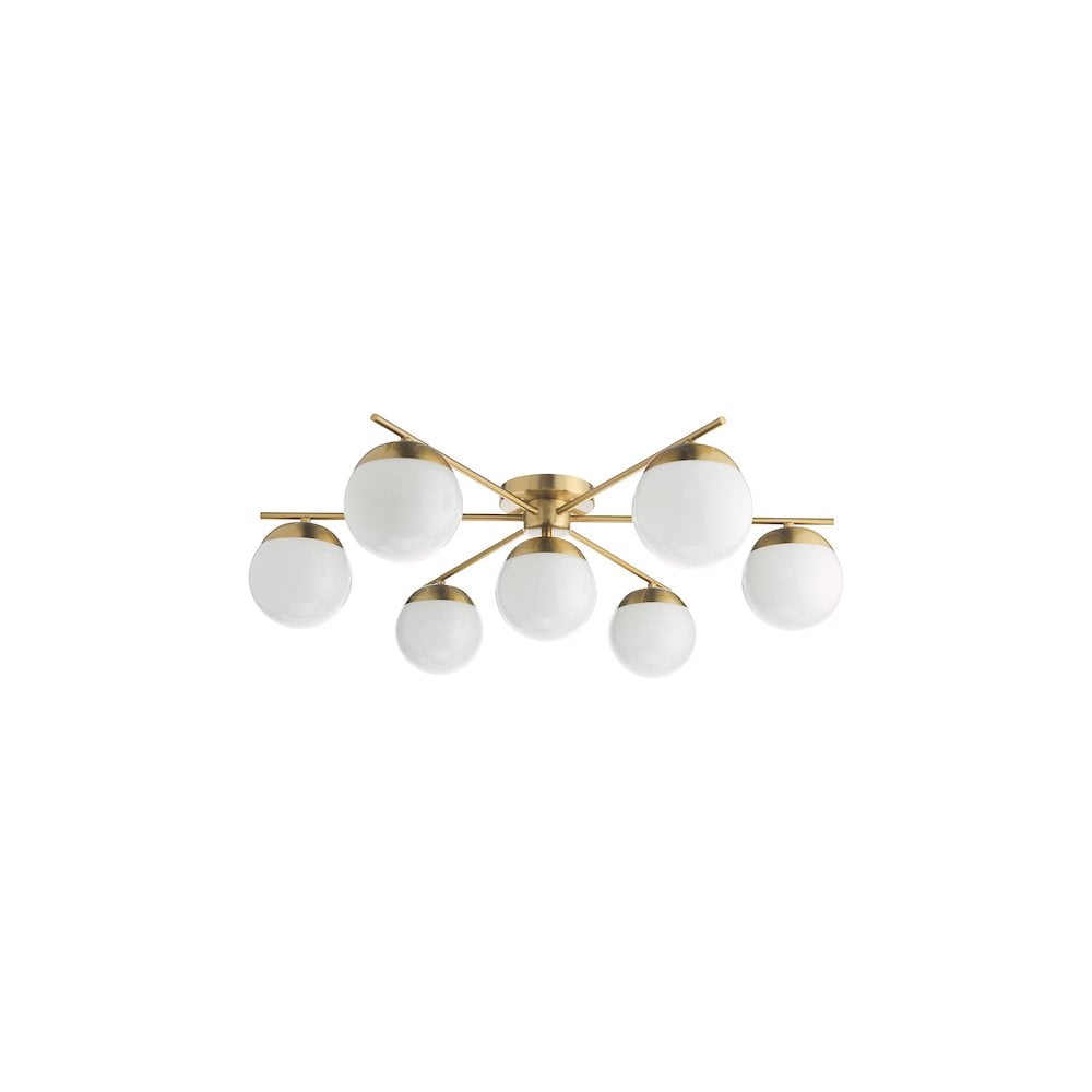 BOM5035 Bombazine 7 Light Semi-Flush Natural Brass and Opal Glass