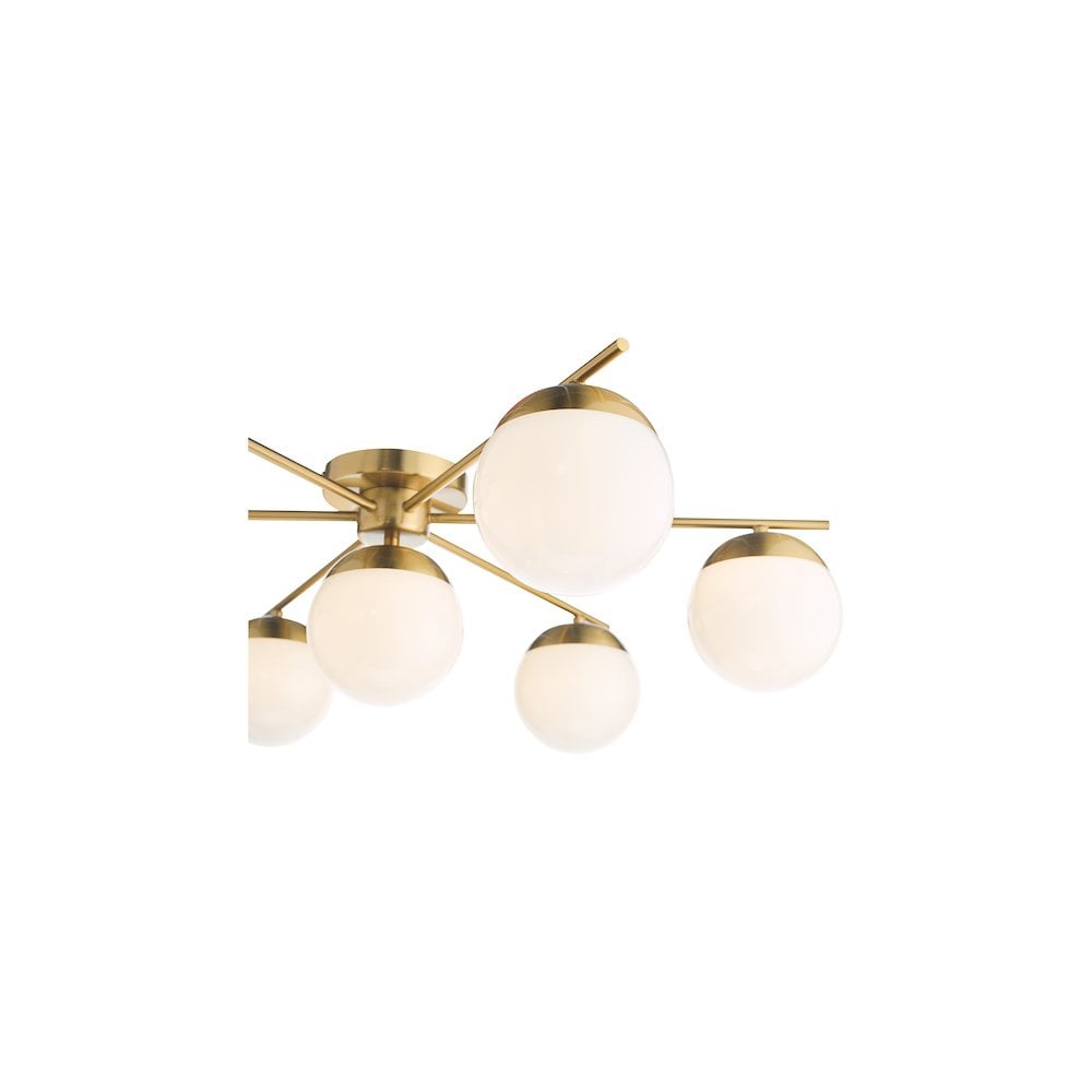 BOM5035 Bombazine 7 Light Semi-Flush Natural Brass and Opal Glass