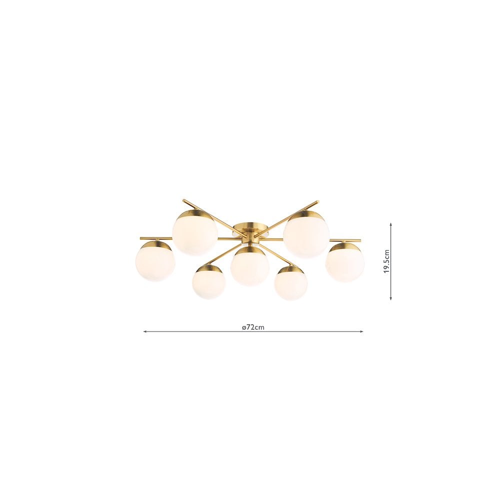 BOM5035 Bombazine 7 Light Semi-Flush Natural Brass and Opal Glass