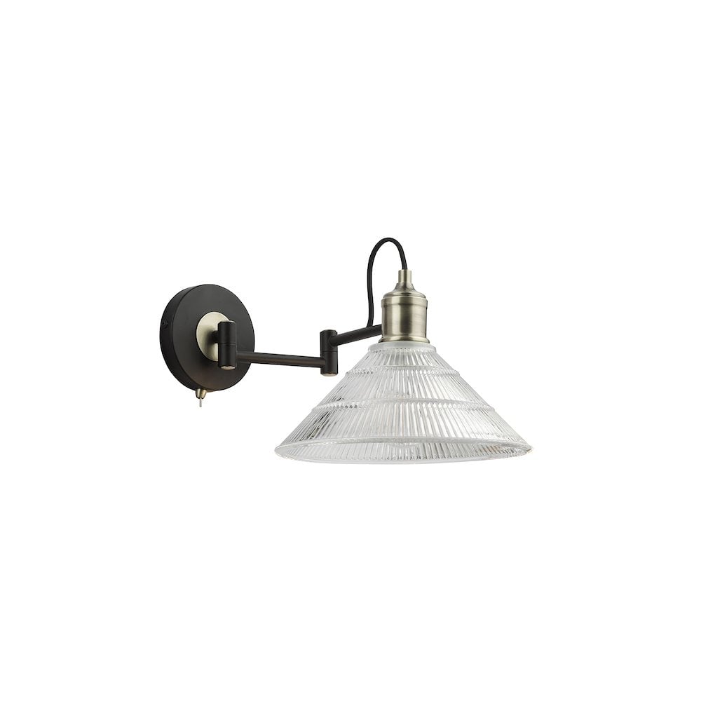 BOY7175 Boyd Wall Light Antique Brass and Ribbed Glass