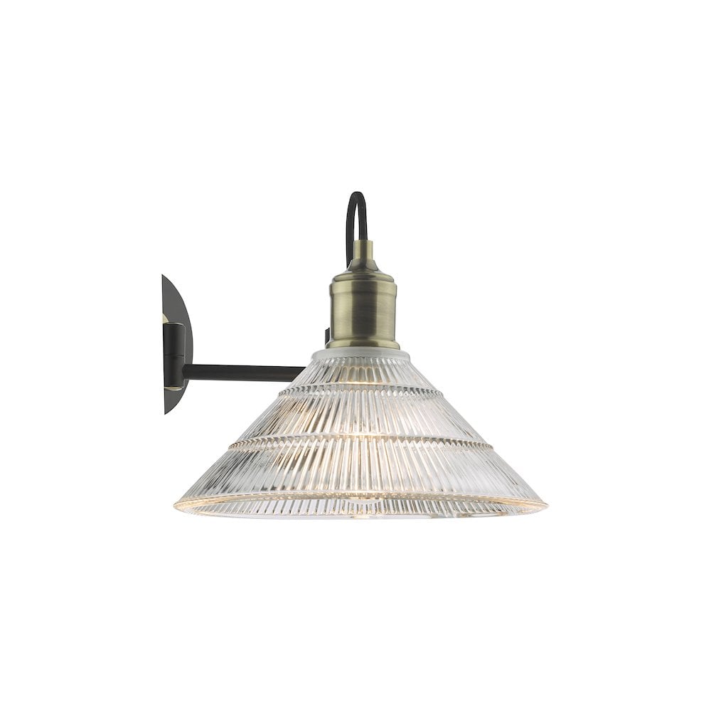 BOY7175 Boyd Wall Light Antique Brass and Ribbed Glass