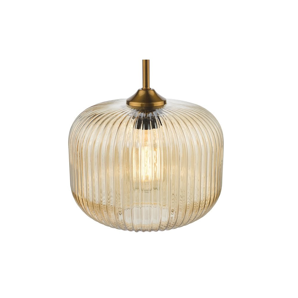 DEM0106 Demarius Pendant Natural Brass and Amber Glass