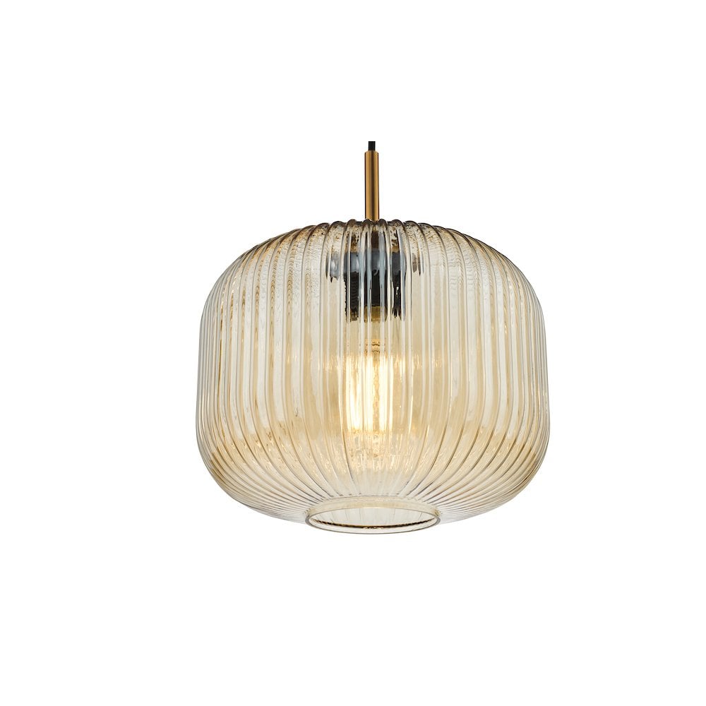 DEM0106 Demarius Pendant Natural Brass and Amber Glass