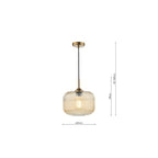 DEM0106 Demarius Pendant Natural Brass and Amber Glass